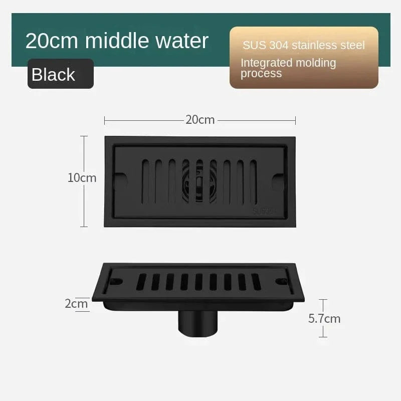 Caniveau de Douche Noir Inox 304 Longueurs 20 à 80 cm – Alvéo