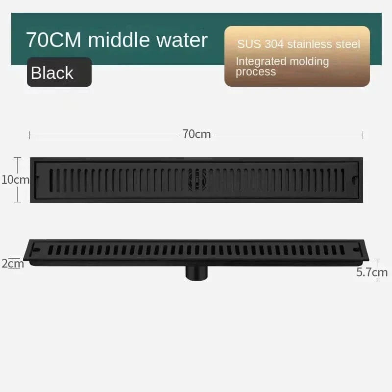 Caniveau de Douche Noir Inox 304 Longueurs 20 à 80 cm – Alvéo