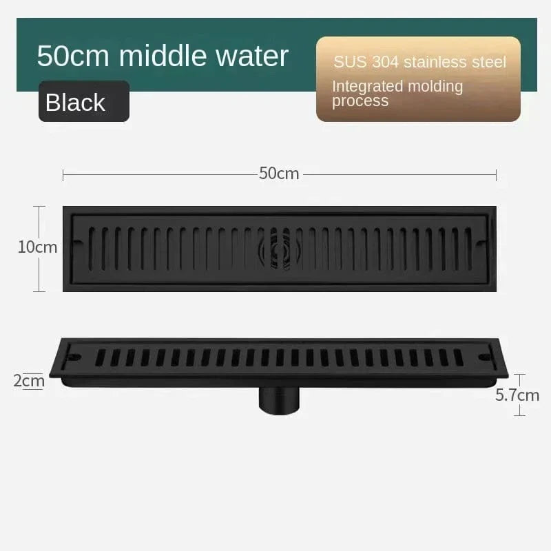 Caniveau de Douche Noir Inox 304 Longueurs 20 à 80 cm – Alvéo