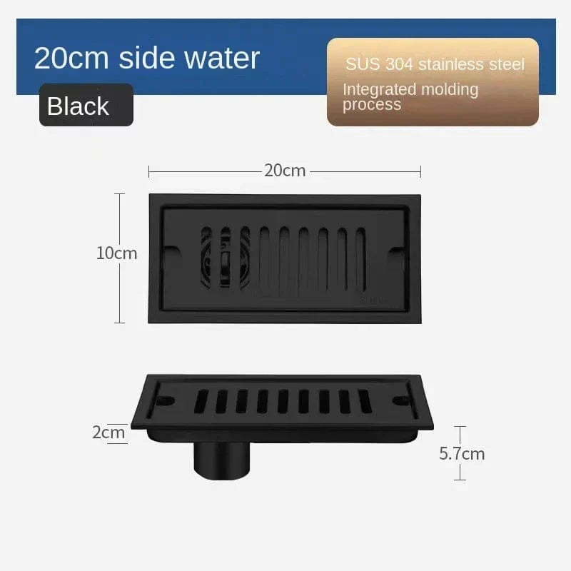 Caniveau de Douche Noir Inox 304 Longueurs 20 à 80 cm – Alvéo
