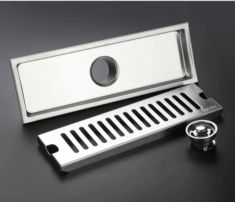 Caniveau de Douche Noir Inox 304 Longueurs 20 à 80 cm – Alvéo