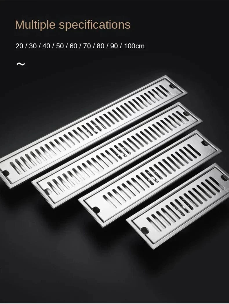 Caniveau de Douche Noir Inox 304 Longueurs 20 à 80 cm – Alvéo