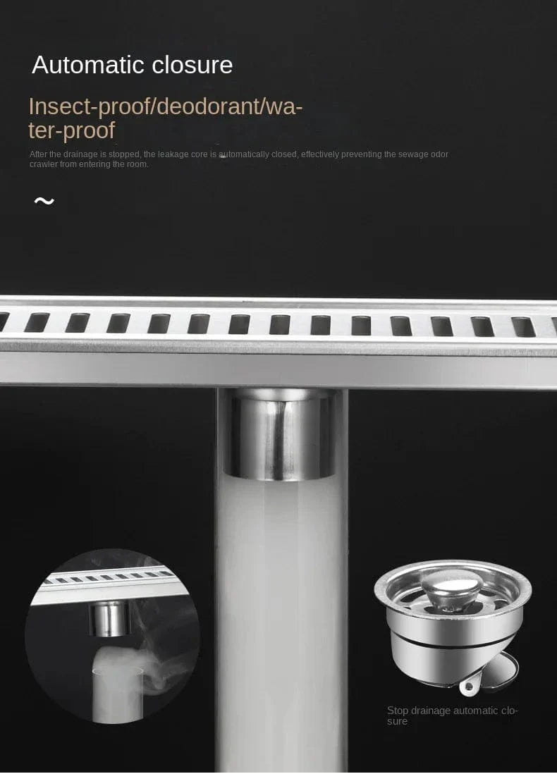 Caniveau de Douche Noir Inox 304 Longueurs 20 à 80 cm – Alvéo