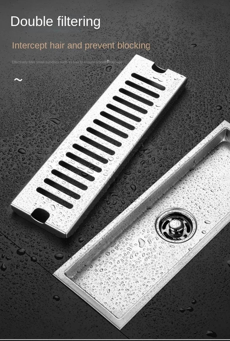 Caniveau de Douche Noir Inox 304 Longueurs 20 à 80 cm – Alvéo