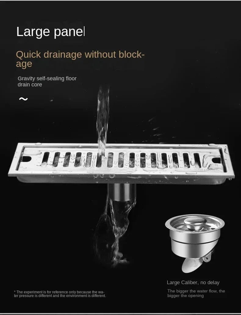 Caniveau de Douche Noir Inox 304 Longueurs 20 à 80 cm – Alvéo