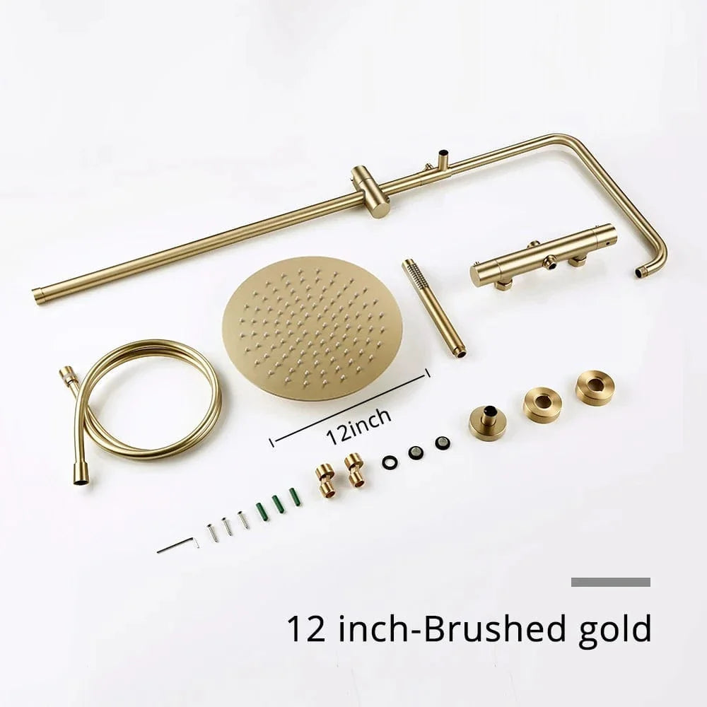 Colonne de Douche Dorée Thermostatique Température Constante – Torrenta