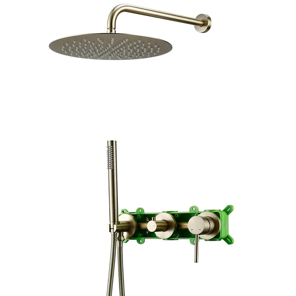 Colonne de Douche Encastrable Dorée Brossée Mur Épuré – Torrenta
