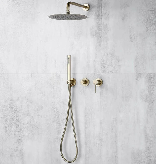 Colonne de Douche Encastrable Dorée Brossée Mur Épuré – Torrenta