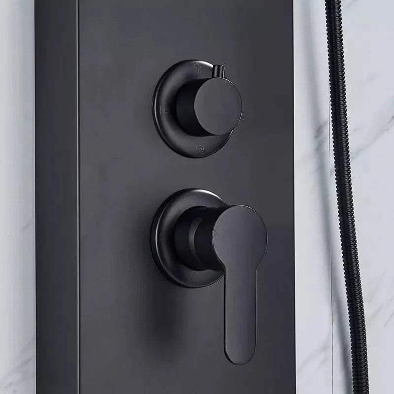Colonne de Douche Hydromassante Noir Mat LED Jets Relaxants – Spalys