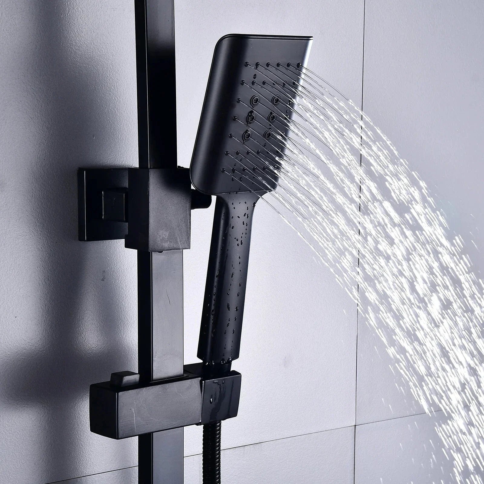 Colonne de Douche Thermostatique Carrée Noir et Blanc Anti-Brûlure – Thermya