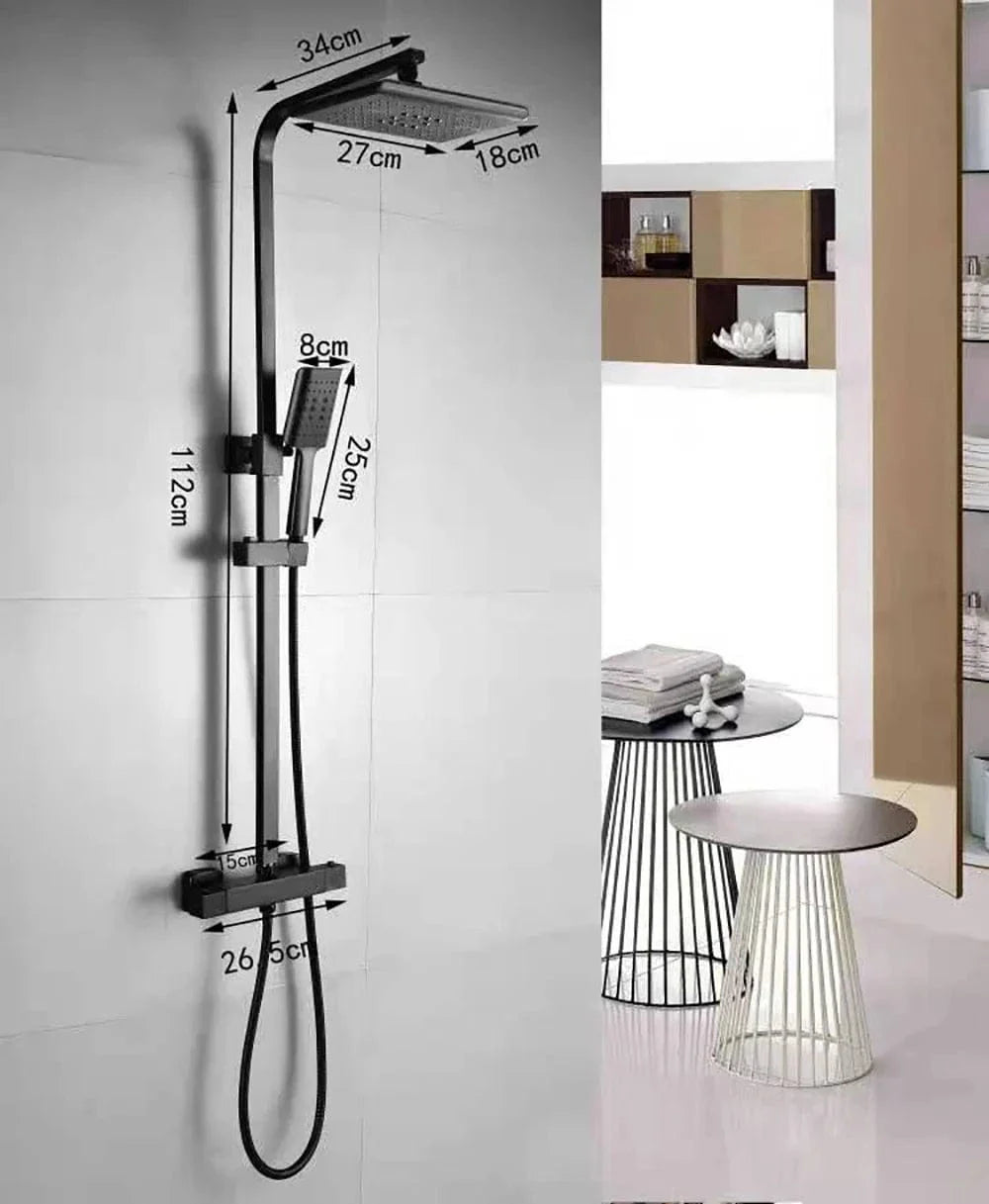 Colonne de Douche Thermostatique Carrée Noir et Blanc Anti-Brûlure – Thermya