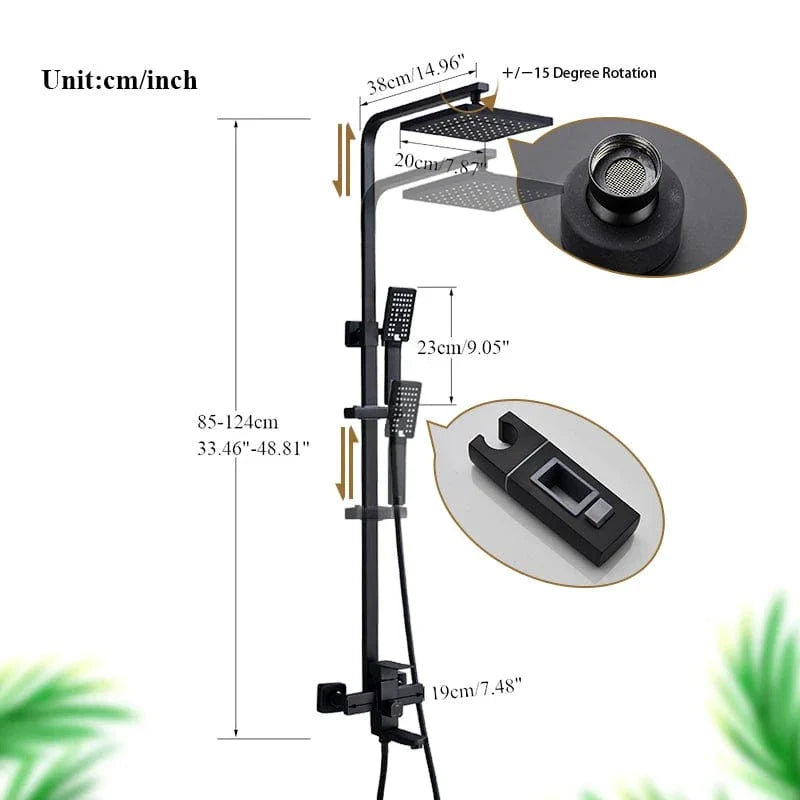 Colonne de Douche Noir Mat Finition Anti-Traces Luxe – Torrenta