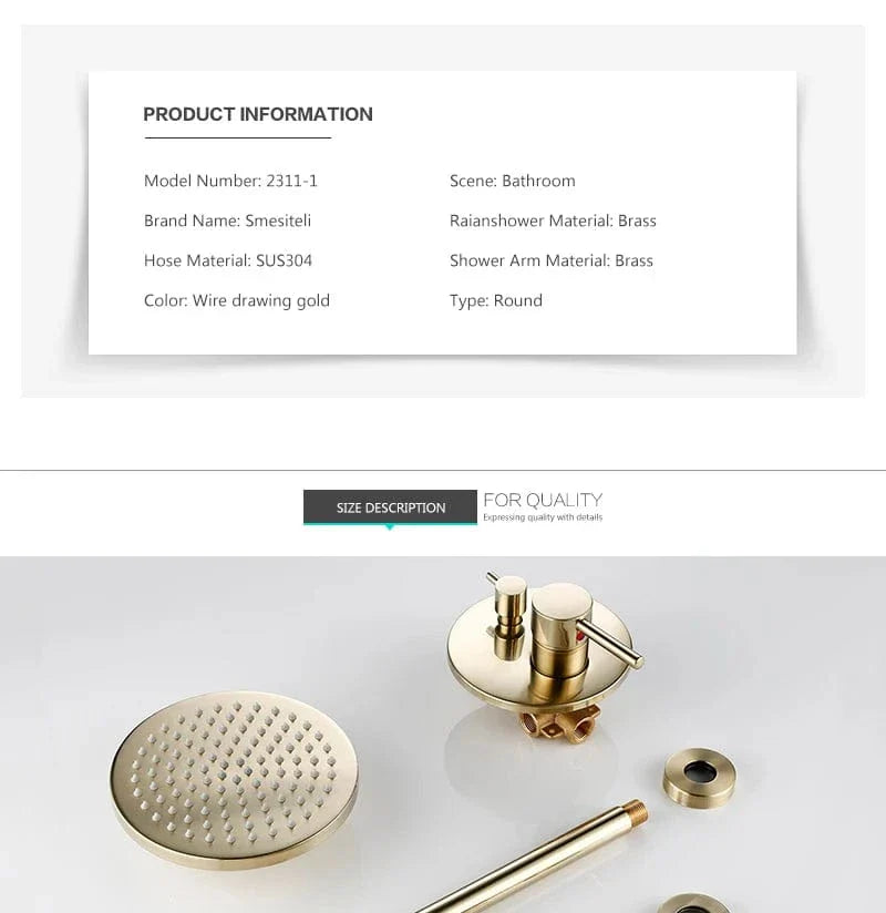 Colonne de Douche Or Brossé Finition Précieuse Sans Reflet – Torrenta