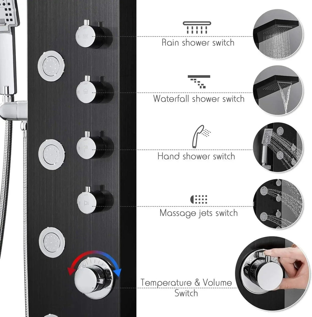 Panneau de Douche Hydromassant Jets Puissants Détente Musculaire – Spalys