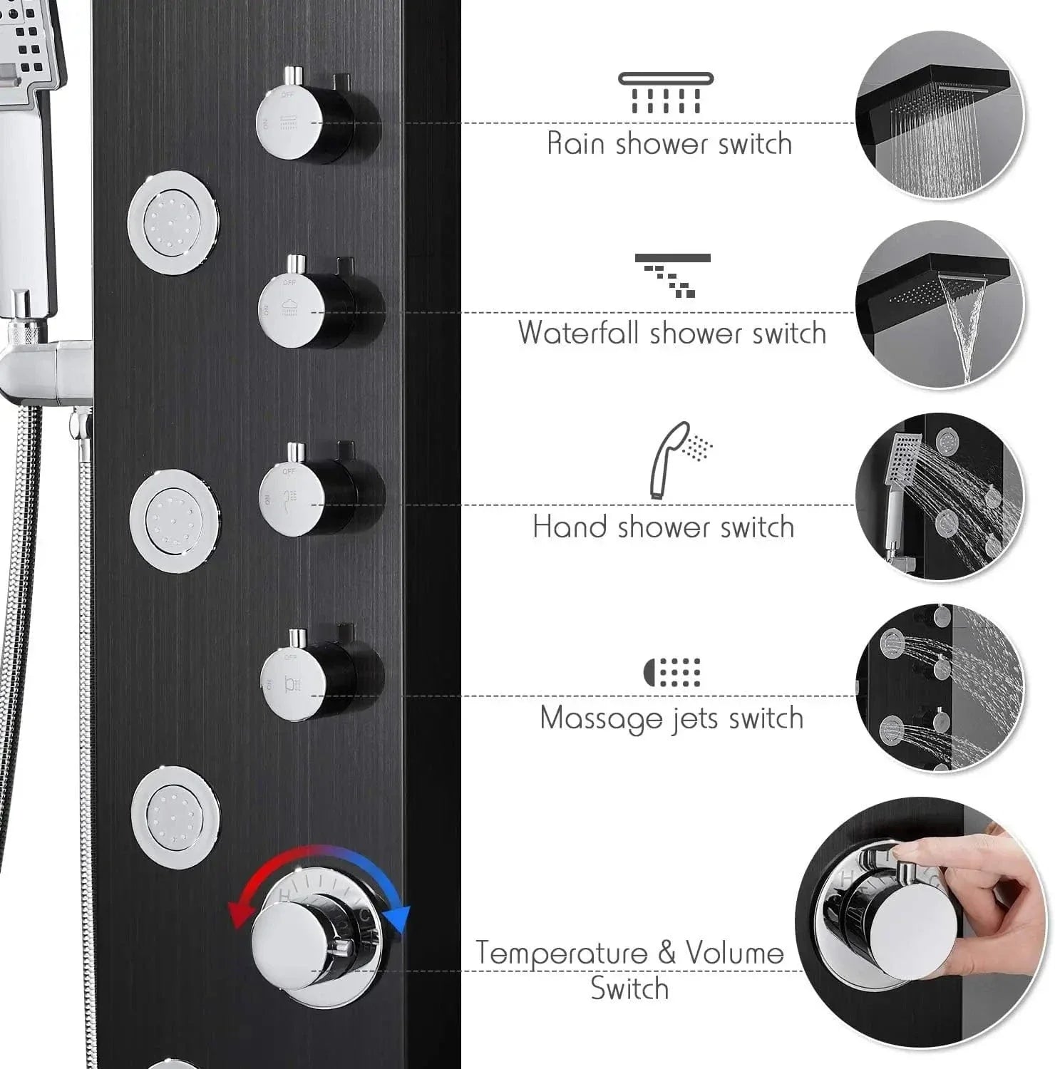 Panneau de Douche Hydromassant Jets Puissants Détente Musculaire – Spalys