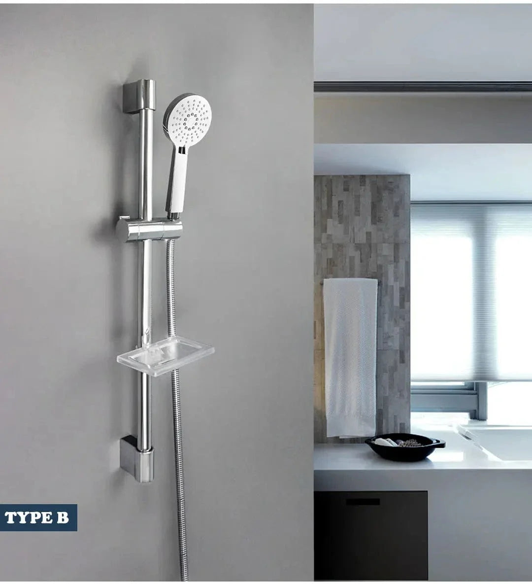 Ensemble Mitigeur et Barre de Douche Ajustable Douchette et Flexible Chromé – Zeltha