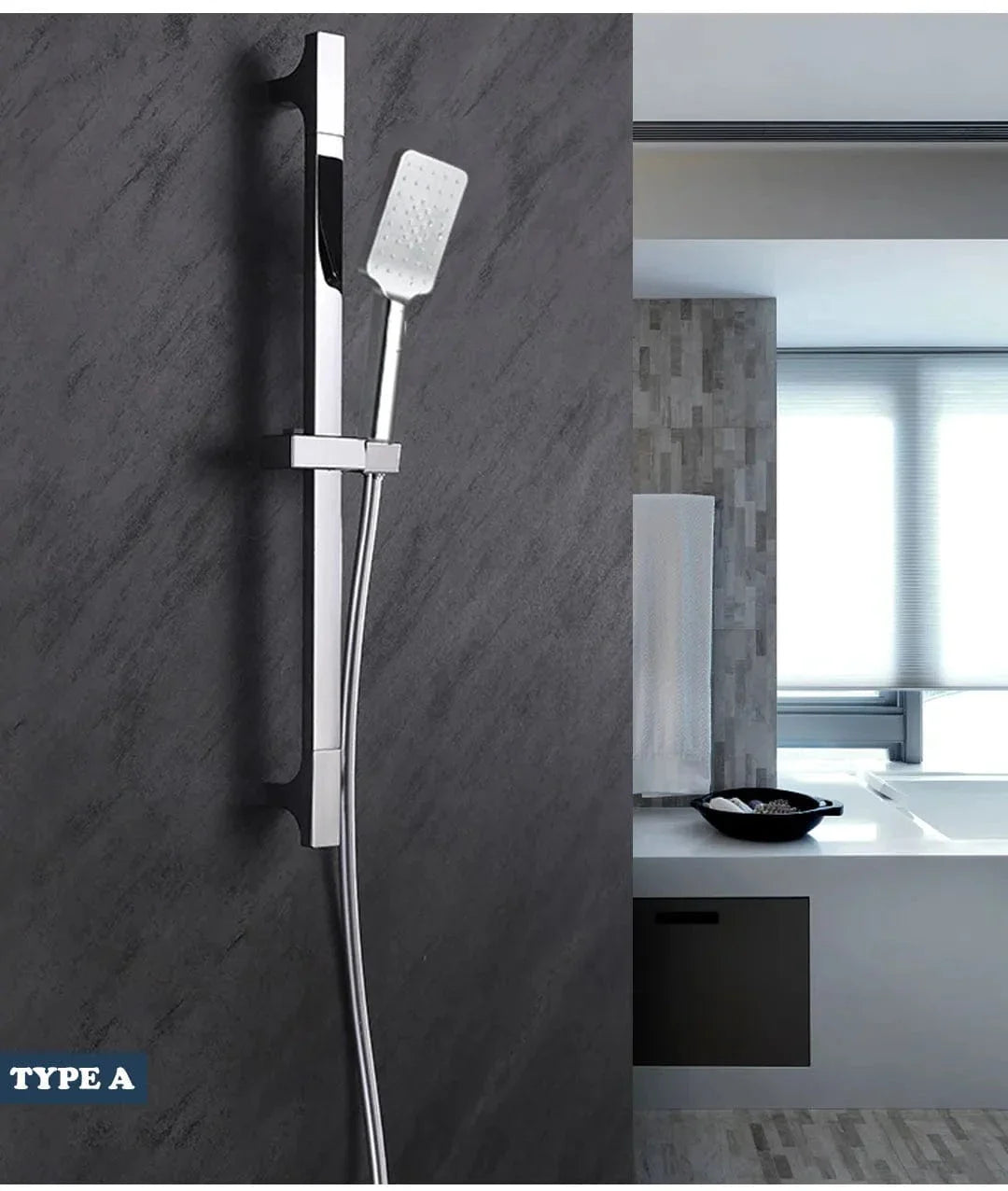 Ensemble Mitigeur et Barre de Douche Ajustable Douchette et Flexible Chromé – Zeltha