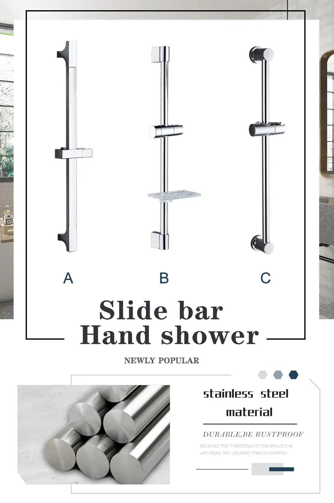Ensemble Mitigeur et Barre de Douche Ajustable Douchette et Flexible Chromé – Zeltha
