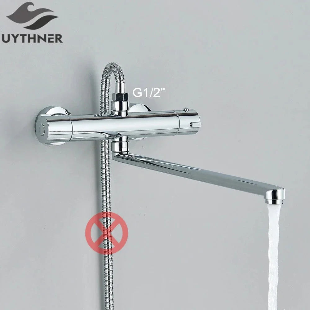 Douche Thermostatique Noir Chrome Précision et Design Contemporain – Thermya