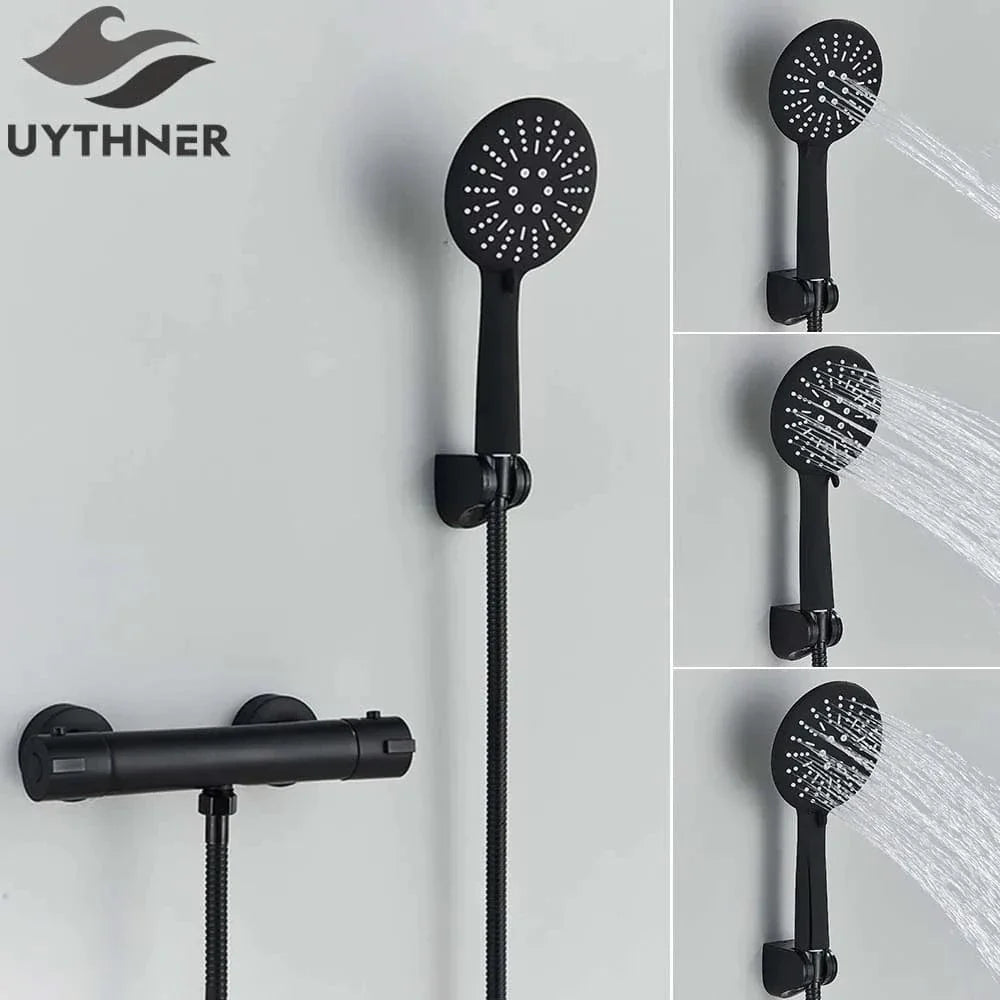 Douche Thermostatique Noir Chrome Précision et Design Contemporain – Thermya