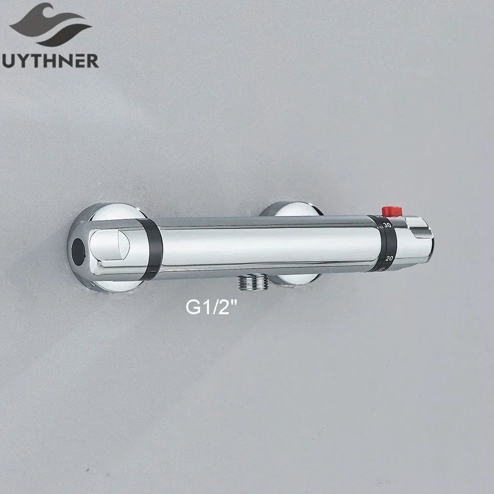 Douche Thermostatique Noir Chrome Précision et Design Contemporain – Thermya