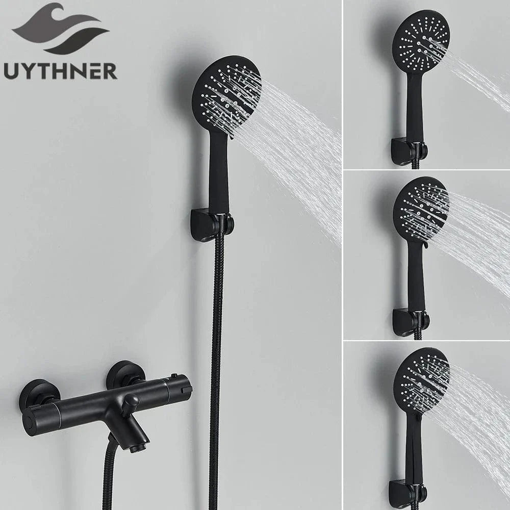 Douche Thermostatique Noir Chrome Précision et Design Contemporain – Thermya