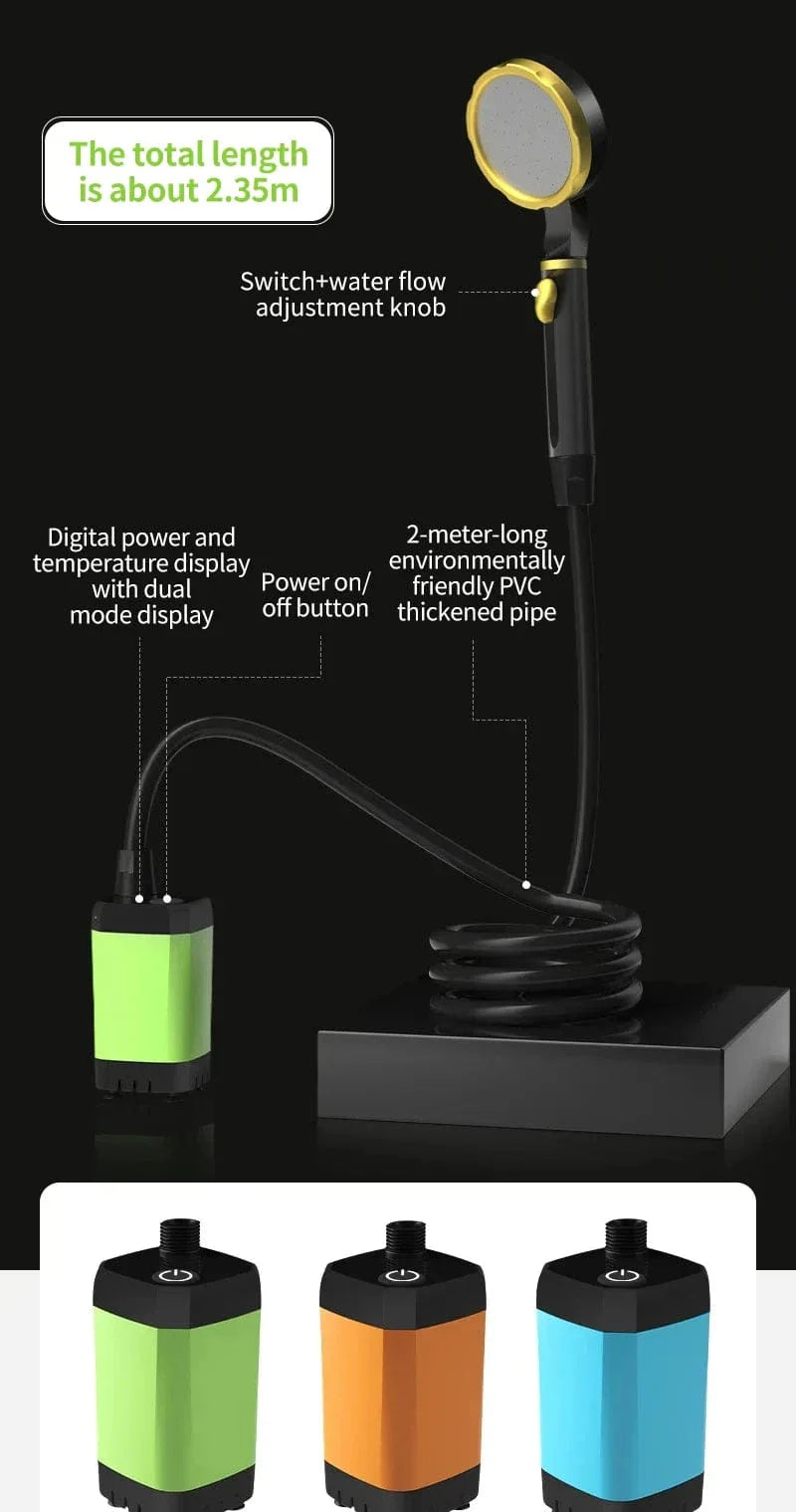 Douchette Camping Portable Rechargeable Pompe et Affichage Grande Autonomie – Nomadis