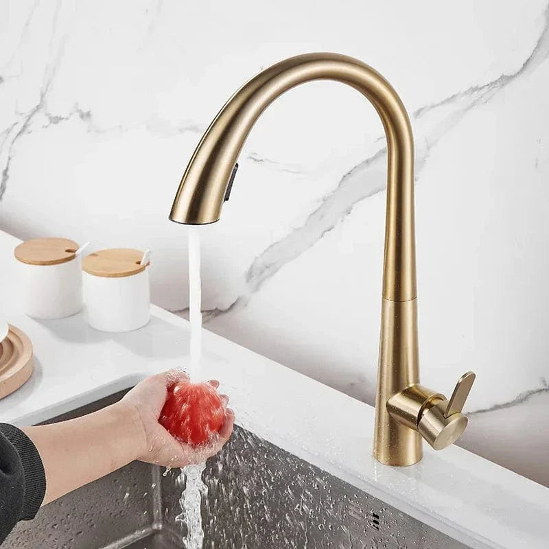 Douchette Évier Cuisine Or Brossé Design Épuré Cuisine Moderne – Fornéa