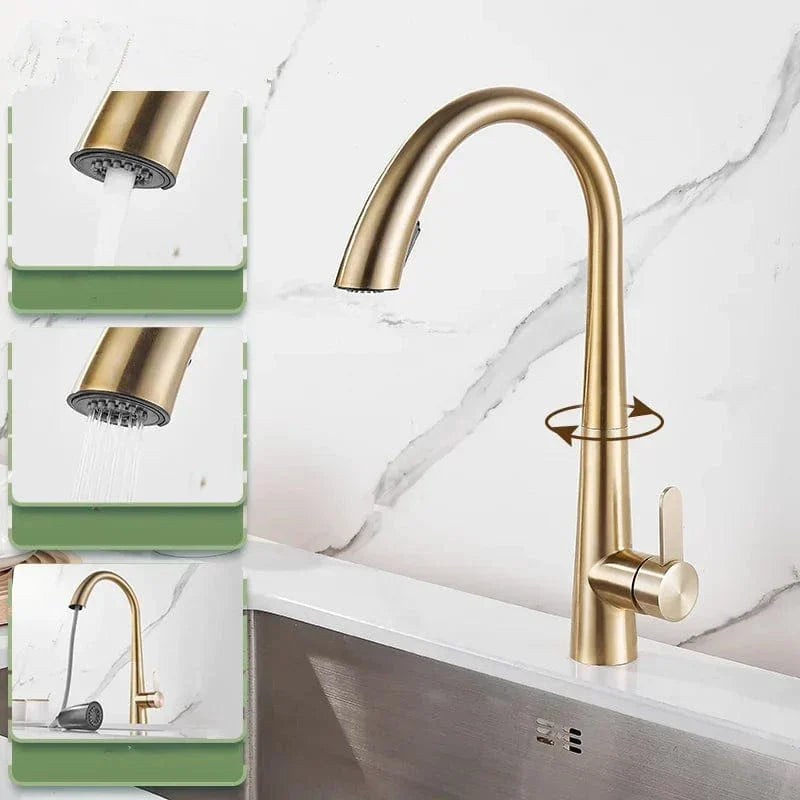 Douchette Évier Cuisine Or Brossé Design Épuré Cuisine Moderne – Fornéa