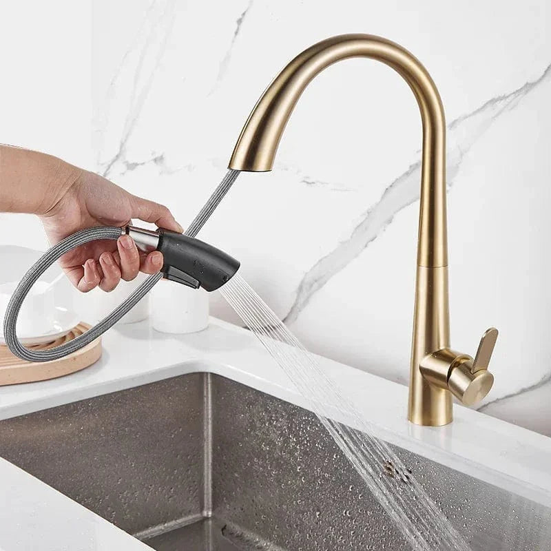 Douchette Évier Cuisine Or Brossé Design Épuré Cuisine Moderne – Fornéa