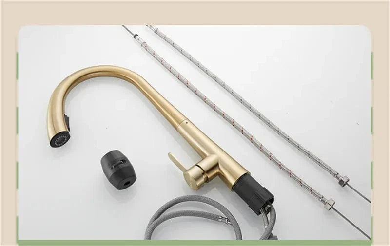 Douchette Évier Cuisine Or Brossé Design Épuré Cuisine Moderne – Fornéa
