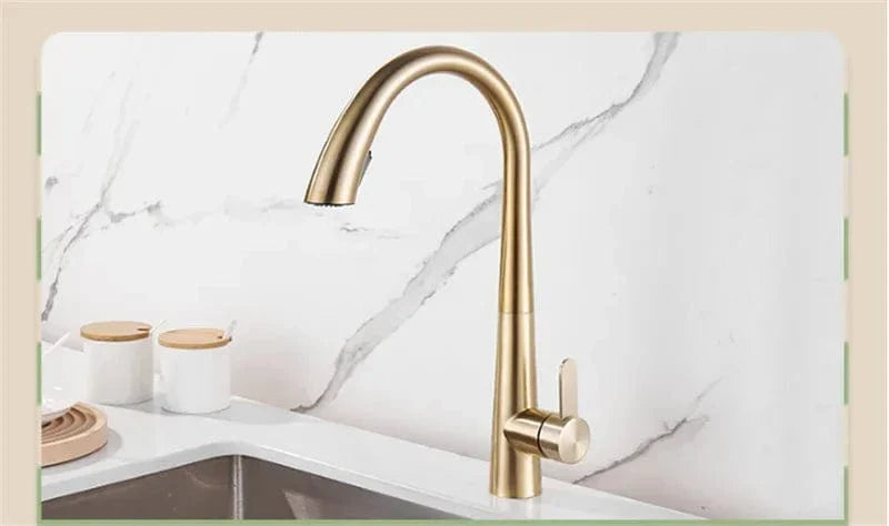Douchette Évier Cuisine Or Brossé Design Épuré Cuisine Moderne – Fornéa