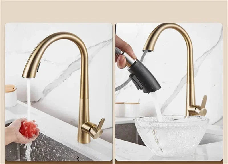 Douchette Évier Cuisine Or Brossé Design Épuré Cuisine Moderne – Fornéa