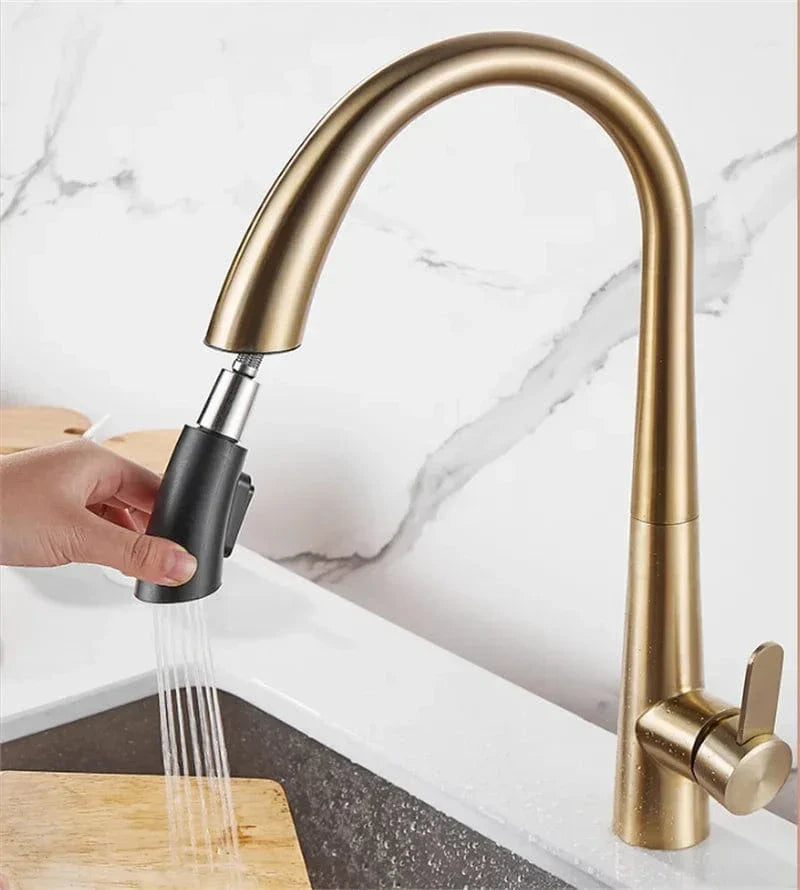 Douchette Évier Cuisine Or Brossé Design Épuré Cuisine Moderne – Fornéa