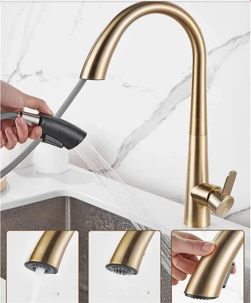 Douchette Évier Cuisine Or Brossé Design Épuré Cuisine Moderne – Fornéa