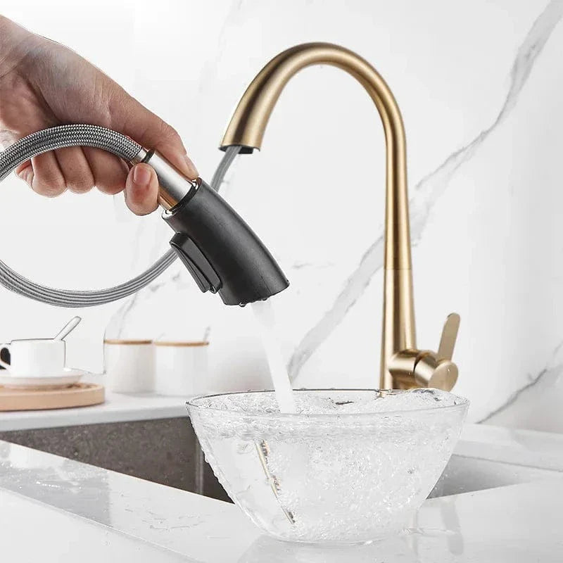 Douchette Évier Cuisine Or Brossé Design Épuré Cuisine Moderne – Fornéa