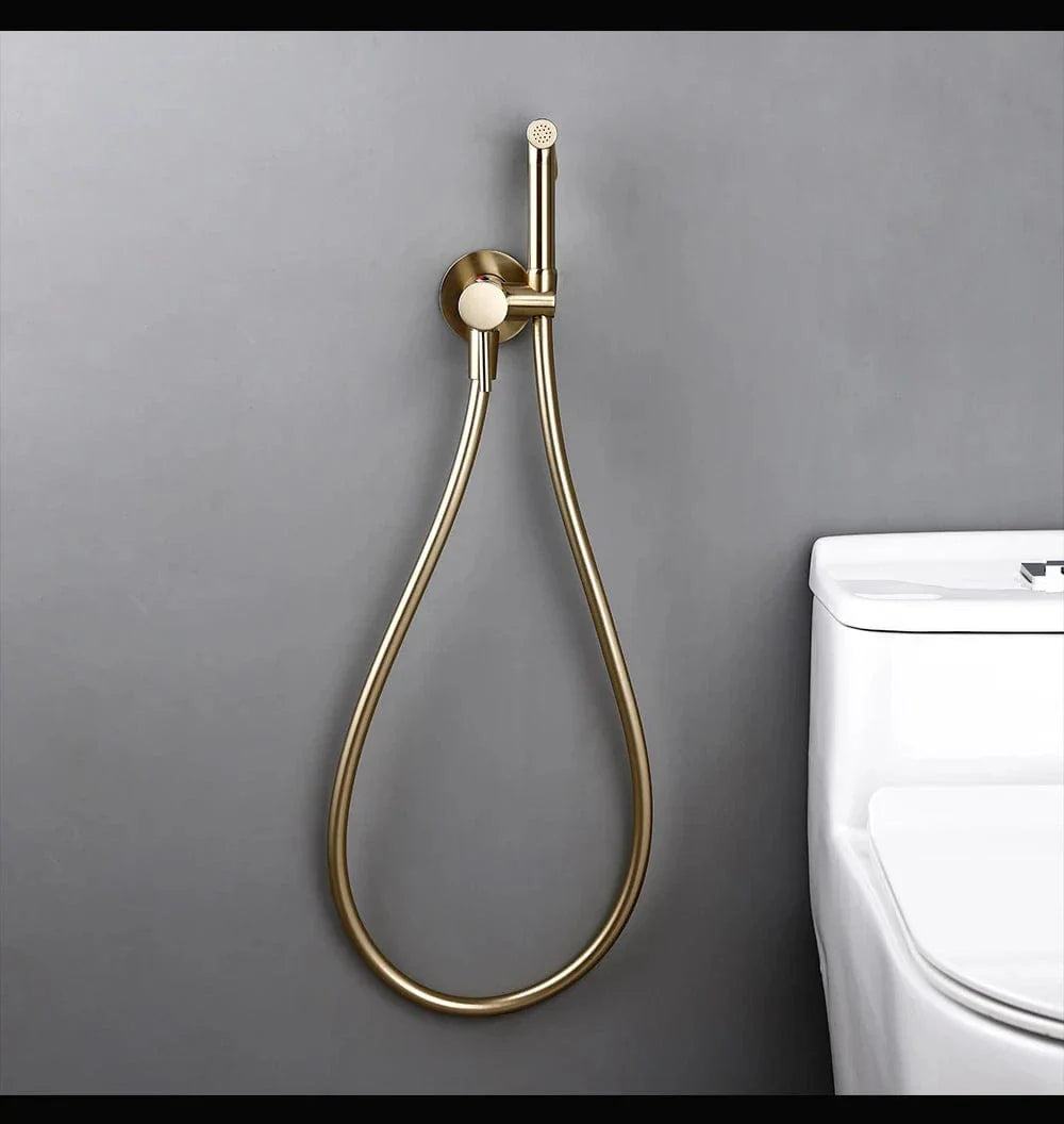Douchette Bidet WC Mitigeur Mural Laiton Doré Brossé Hygiène Raffinée – Purelia