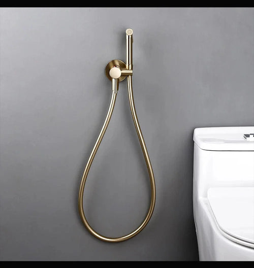 Douchette Bidet WC Mitigeur Mural Laiton Doré Brossé Hygiène Raffinée – Purelia