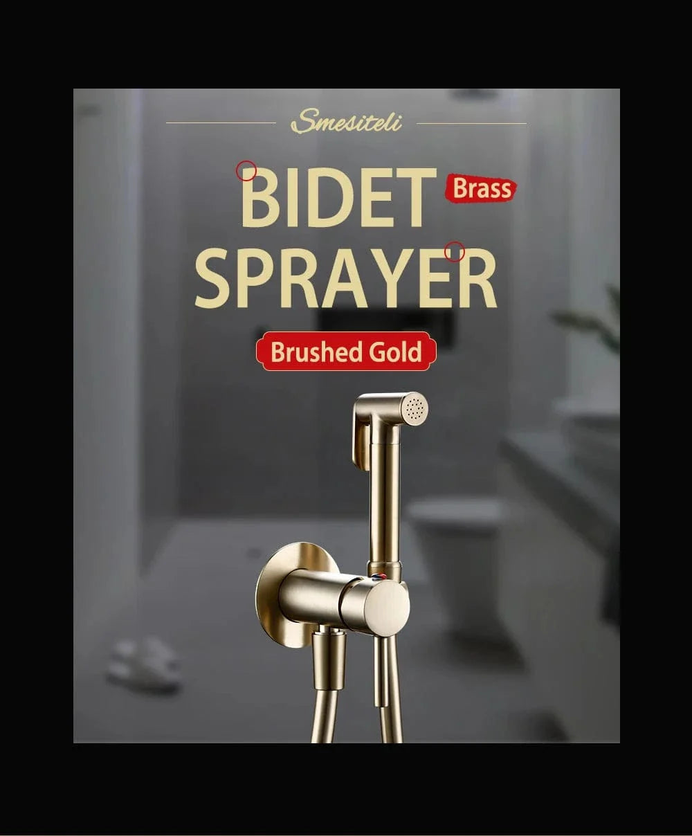 Douchette Bidet WC Mitigeur Mural Laiton Doré Brossé Hygiène Raffinée – Purelia