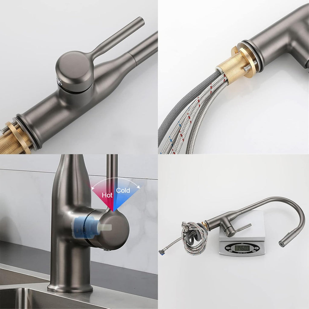 Douchette Évier Cuisine Chromée Bec Rétractable Portée Étendue – Fornéa