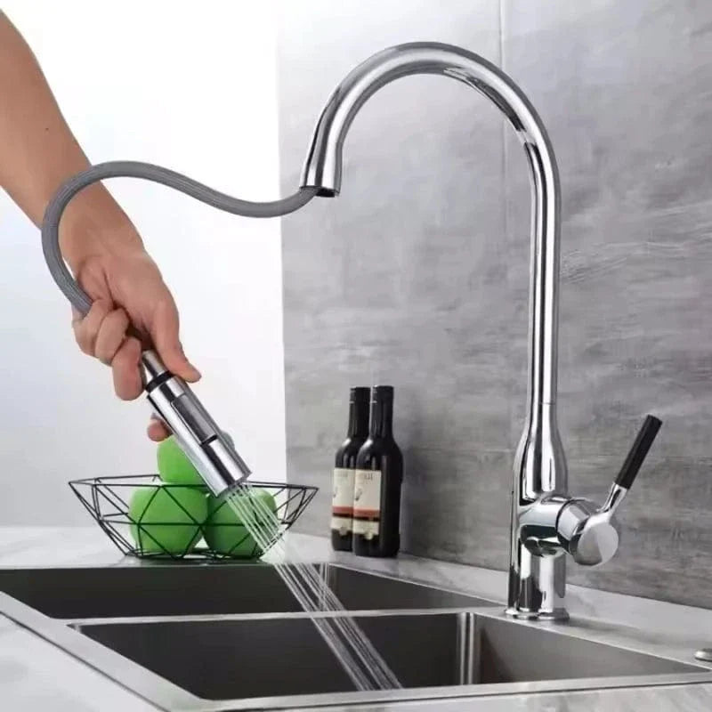 Douchette Évier Cuisine Chromée Bec Rétractable Portée Étendue – Fornéa