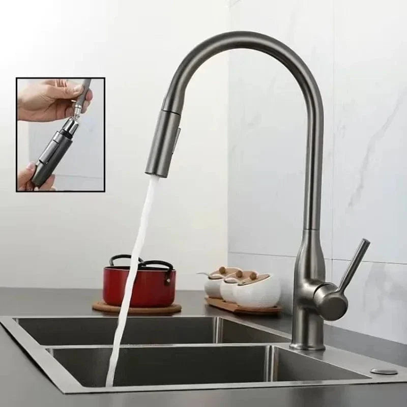 Douchette Évier Cuisine Chromée Bec Rétractable Portée Étendue – Fornéa