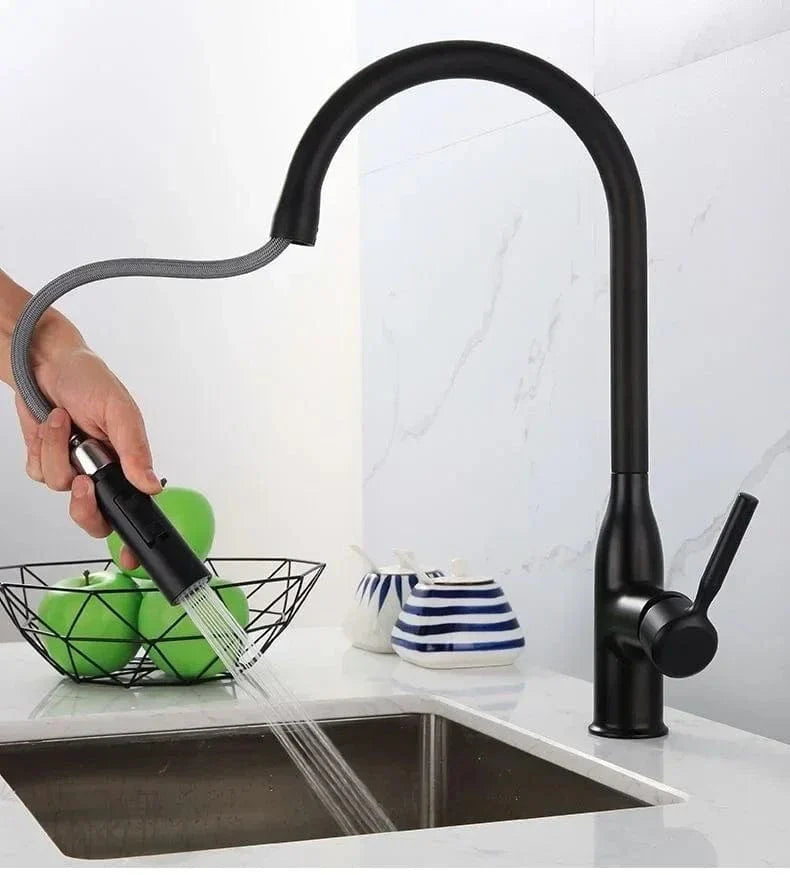 Douchette Évier Cuisine Chromée Bec Rétractable Portée Étendue – Fornéa