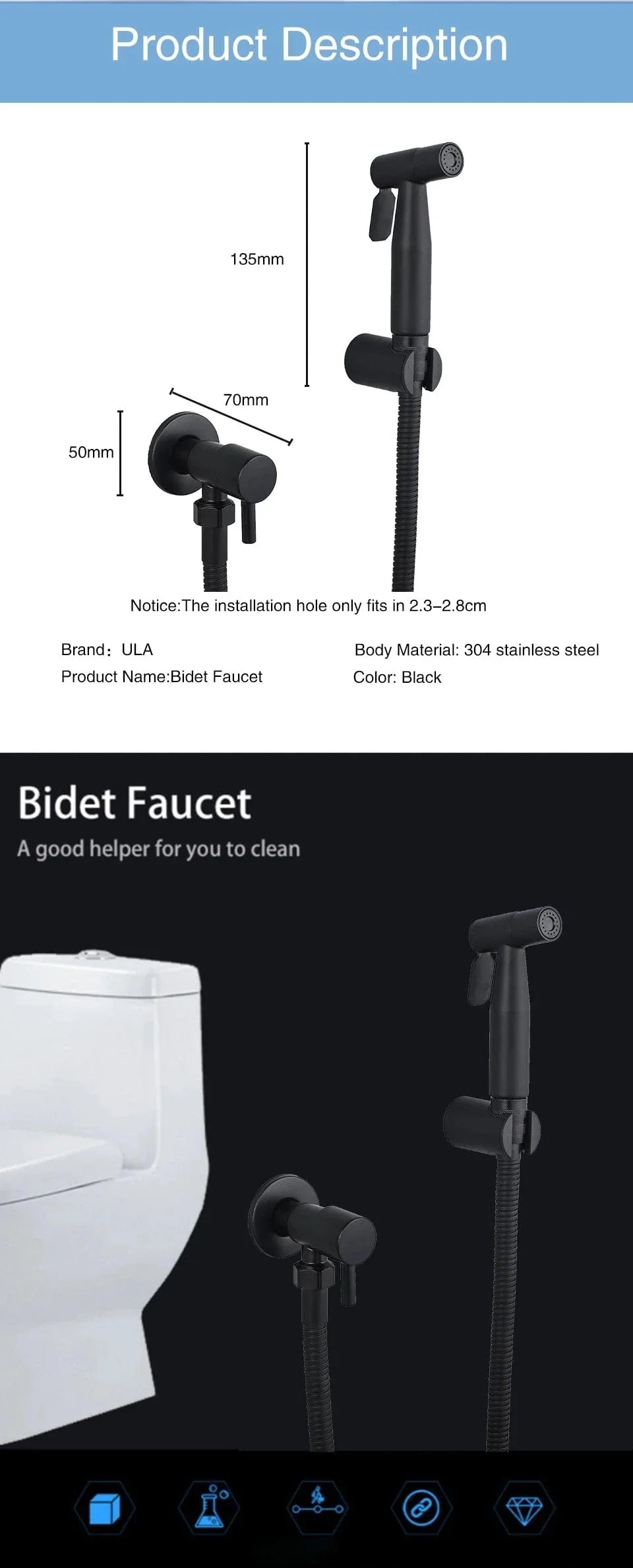 Douchette WC Noire Bidet Intégré Design et Hygiène – Purelia