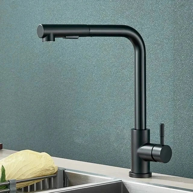 Robinet Cuisine avec Douchette Noire Inox Anti-Traces – Fornéa