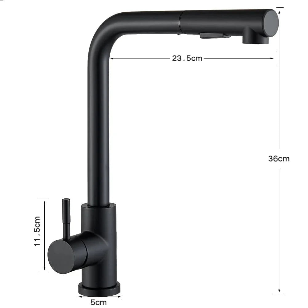 Robinet Cuisine avec Douchette Noire Inox Anti-Traces – Fornéa