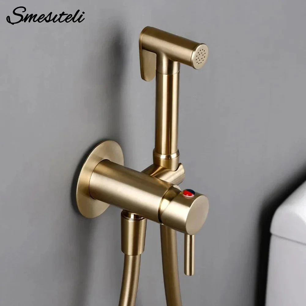 Kit Douchette WC Bidet Laiton Doré Brossé Installation Complète – Purelia
