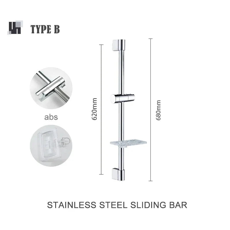Ensemble Douche Barre Ajustable Inox Argenté Hauteur sur Mesure – Spalys