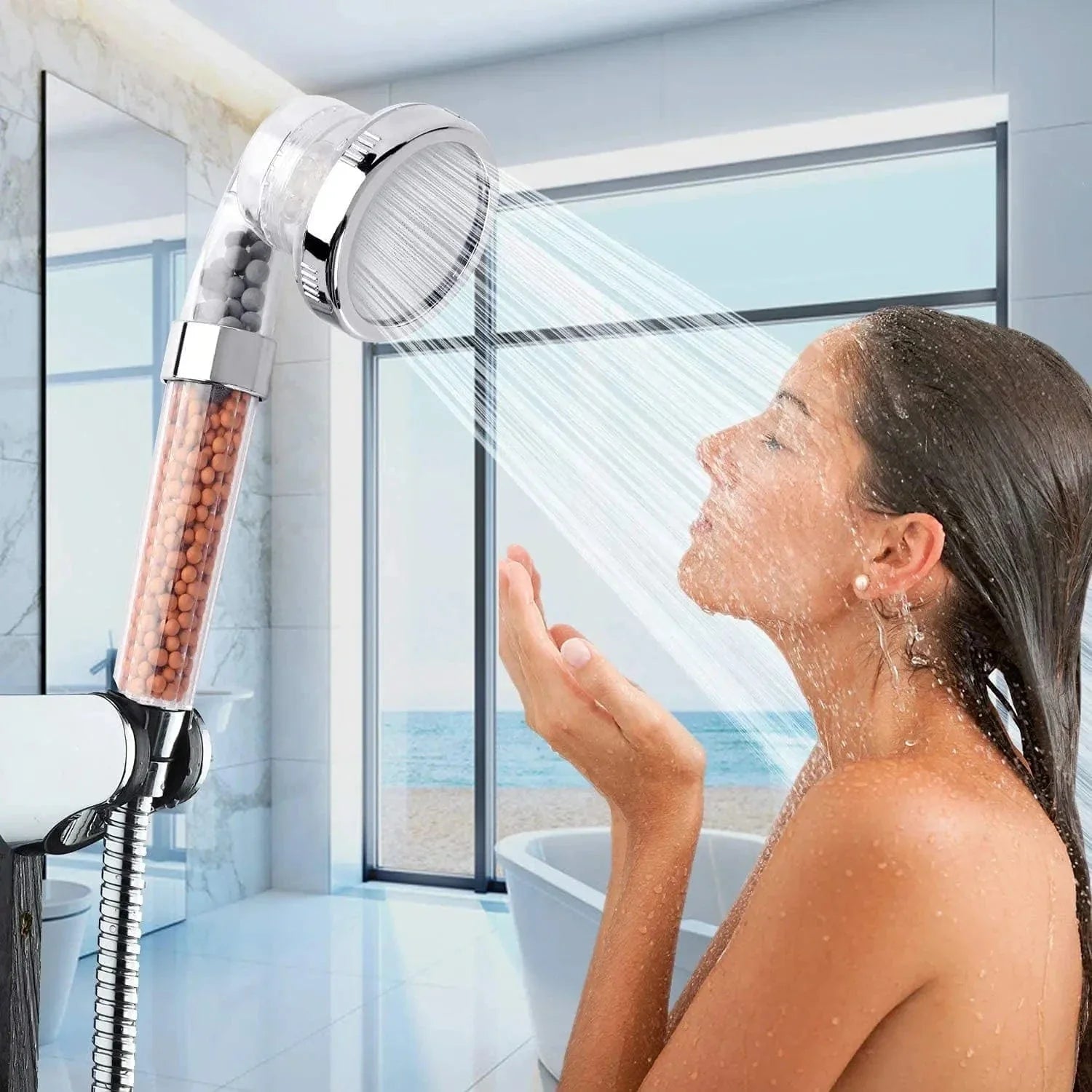 Filtre Anticalcaire Pommeau de Douche Perles Minérales Peau Douce – Pluvia