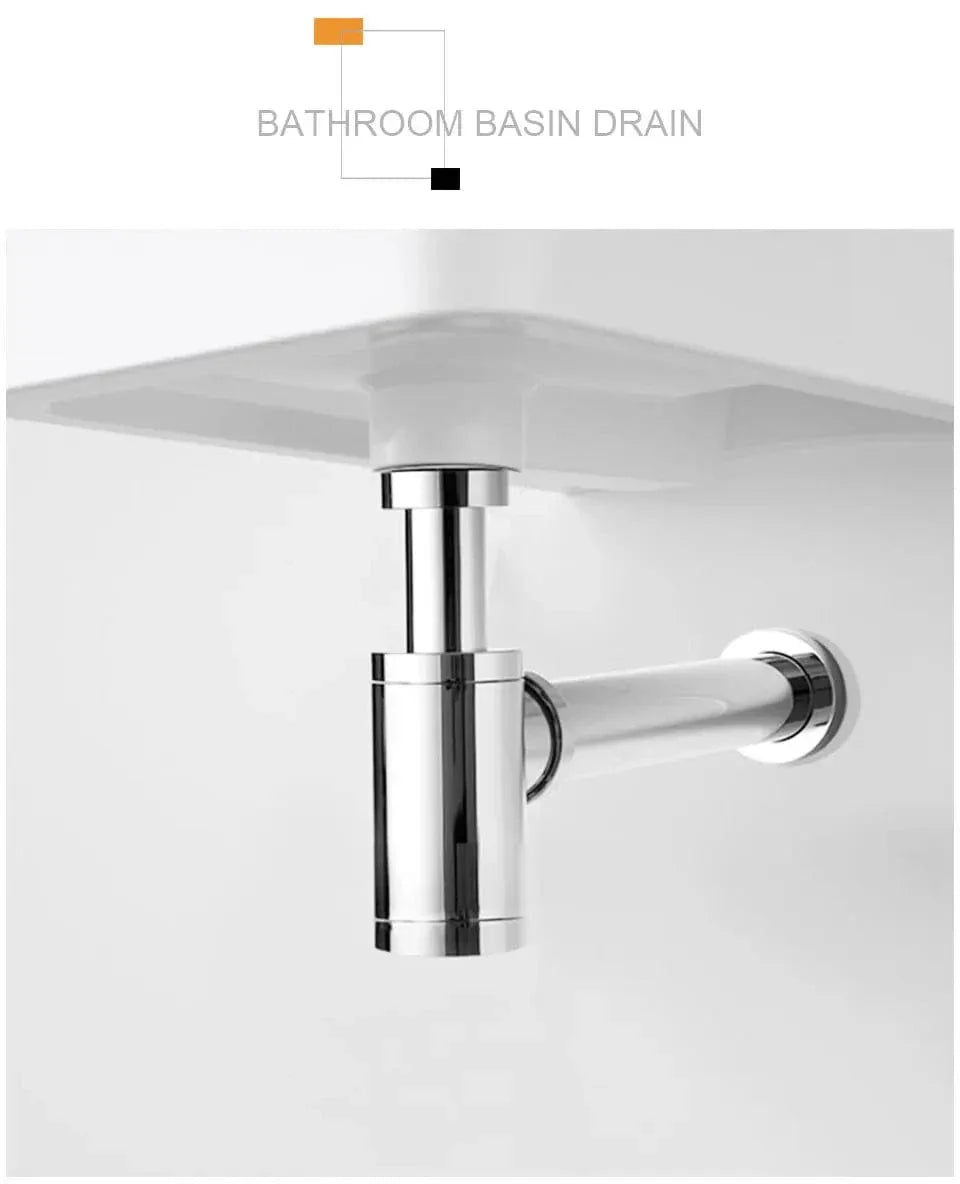 Bonde Lavabo Chrome avec Siphon et Trop-Plein Montage Complet – Ovalis